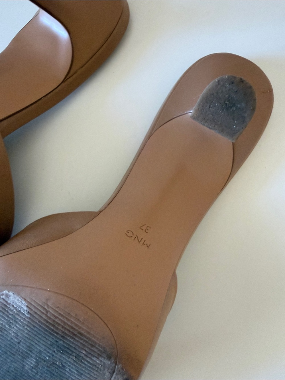 Mango Tan Leather Mule Heels 37 (6.5) - Picture 6 of 6